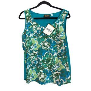 Bob Mackie Wearable Art Womens Sleeveless Floral Print Tank Top Medium NWT